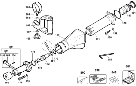 Default Diagram and Parts List for 5022K Type 100 Black and Decker Hammer